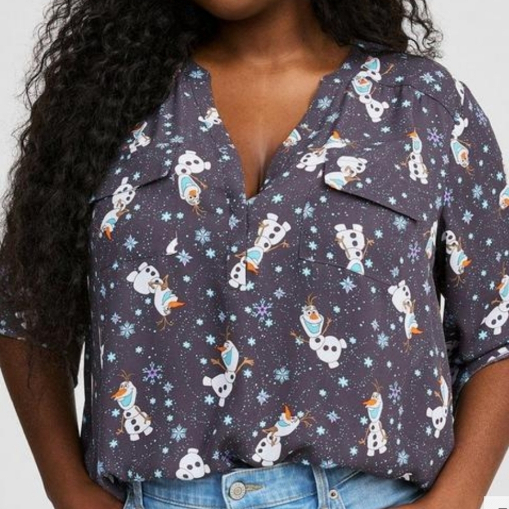 🆕️❄️⛄️ DISNEY OLAF FROZEN GEORGETTE HARPER BLOUSE⛄️❄️